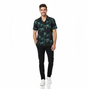 Theory Black and Green Patterned Men's Shirt